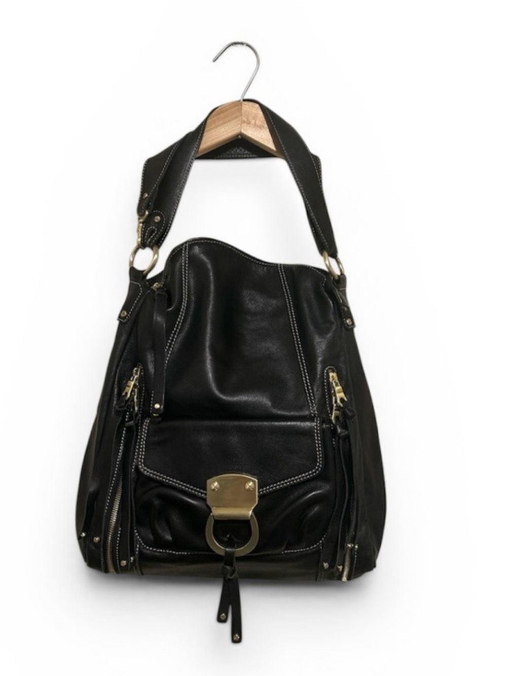 Brio! Black 100% Leather Hobo Shoulder Bag - NWOT.